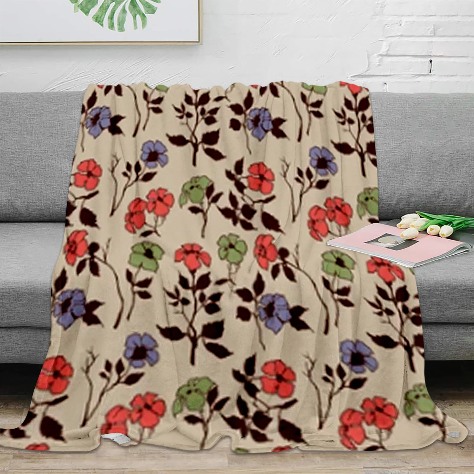 

Floral Pattern Ethnic Style Throw Blanket For Sofa Bed Bedroom Bedspread Soft Microfiber Flannel Throw Blanket For Kids Gifts