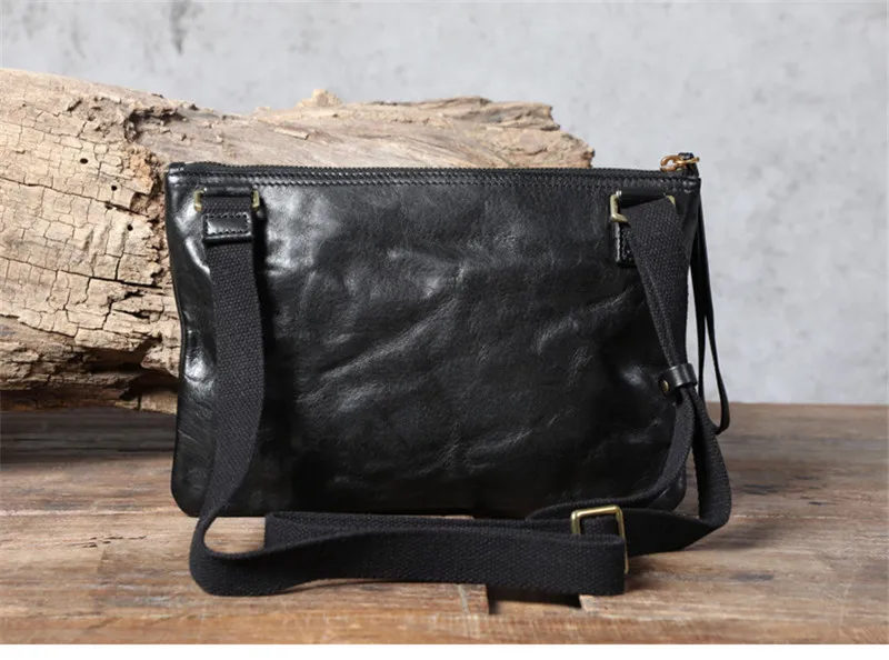 Vintage genuine leather multifunctional clutch bag fashion simple casual light natural real cowhide small shoulder messenger bag