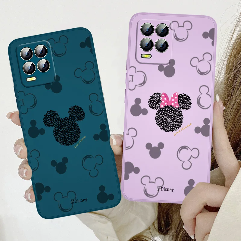 

Disney Minnie Love Mickey Phone Case For Realme Q3S GT 2 S7 ST S2 C25Y C21Y C11 C17 Narzo 50A 50i 30 20 Liquid Rope Funda Cover