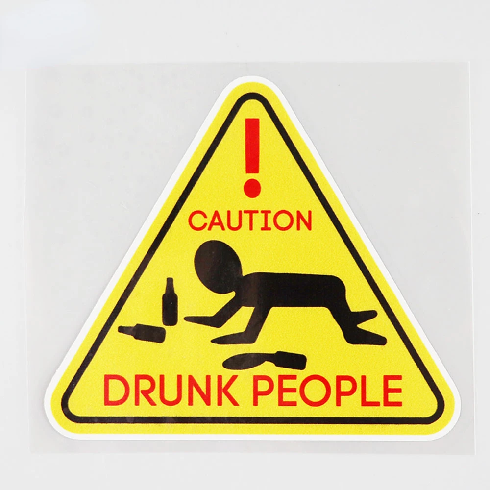 

Jpct warning sign drunkard funny decal for bus, trunk, helmet waterproof cover scratch PVC sticker 12.6cm × 10.7CM
