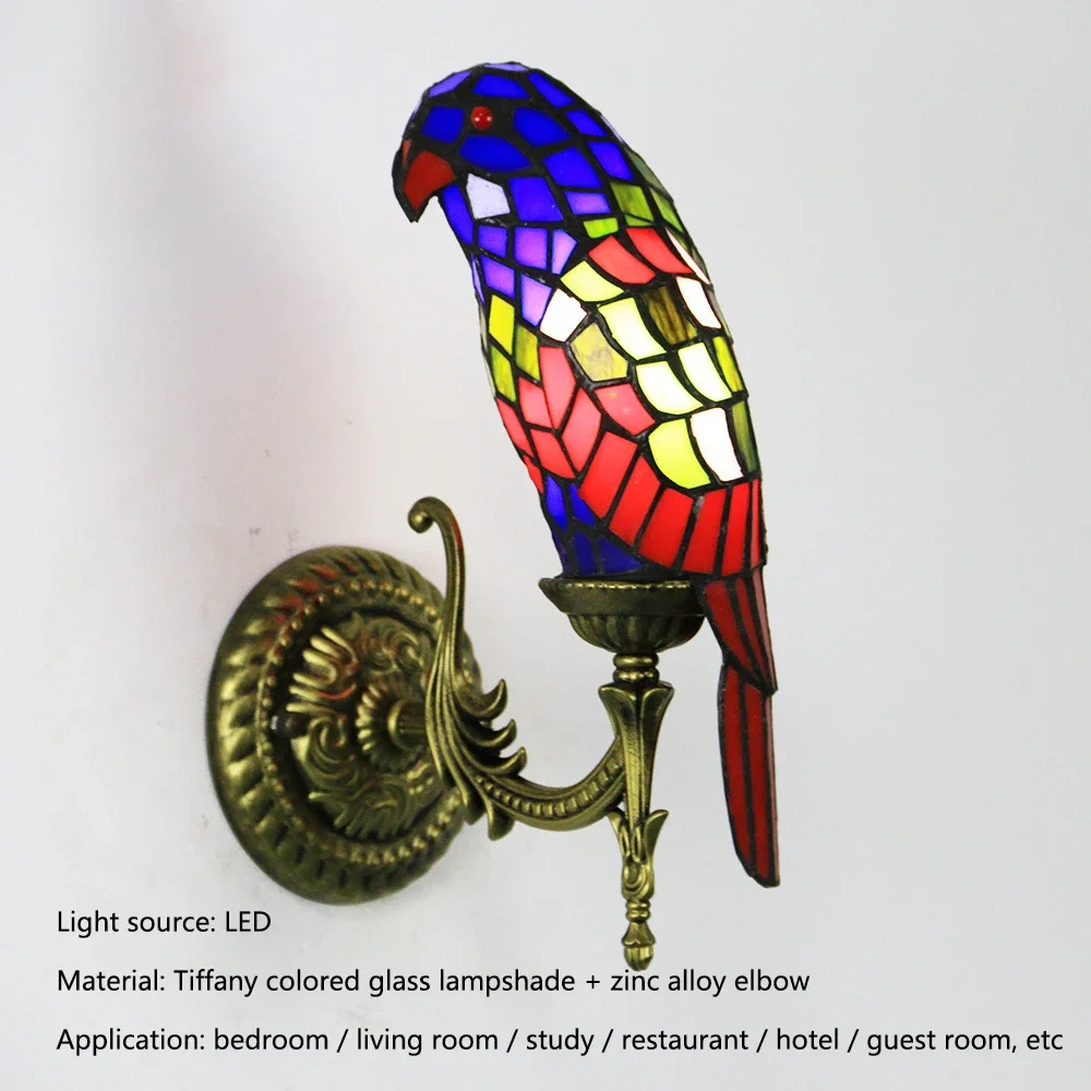 Настенный светильник DEBBY Tiffany с попугаем