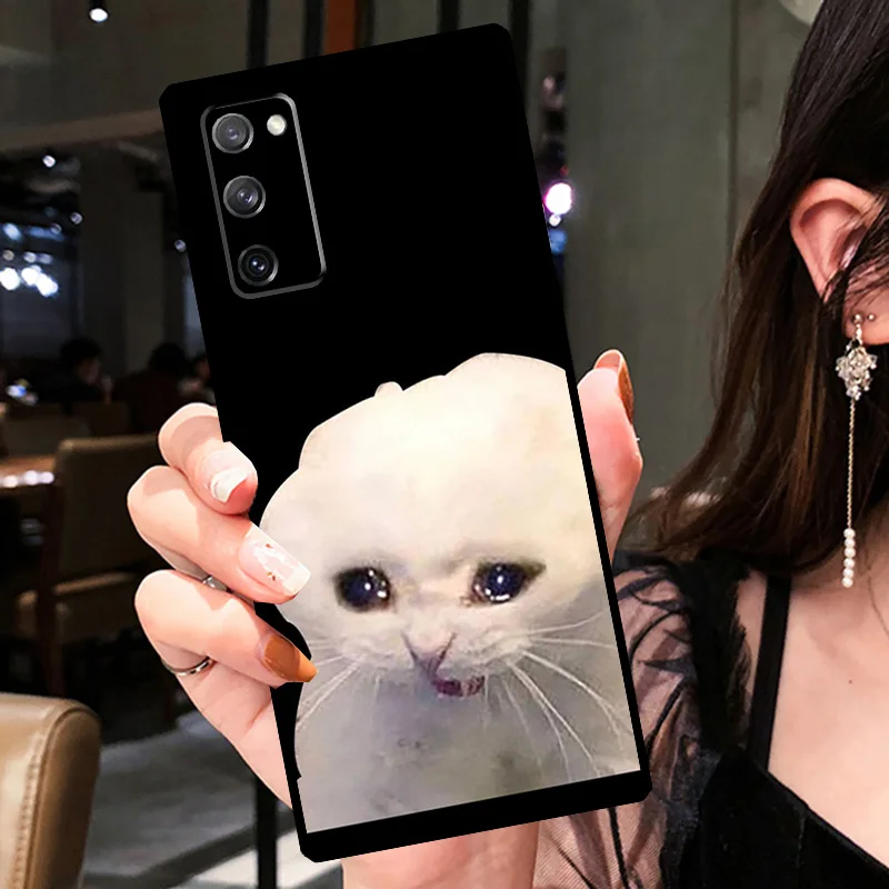 Фото Чехол Crying Cat Memes для Samsung Galaxy S21 S22 S23 Ultra S20 FE Note 20 Ultra S8 S9 S10 Note 10 Plus Cover №3