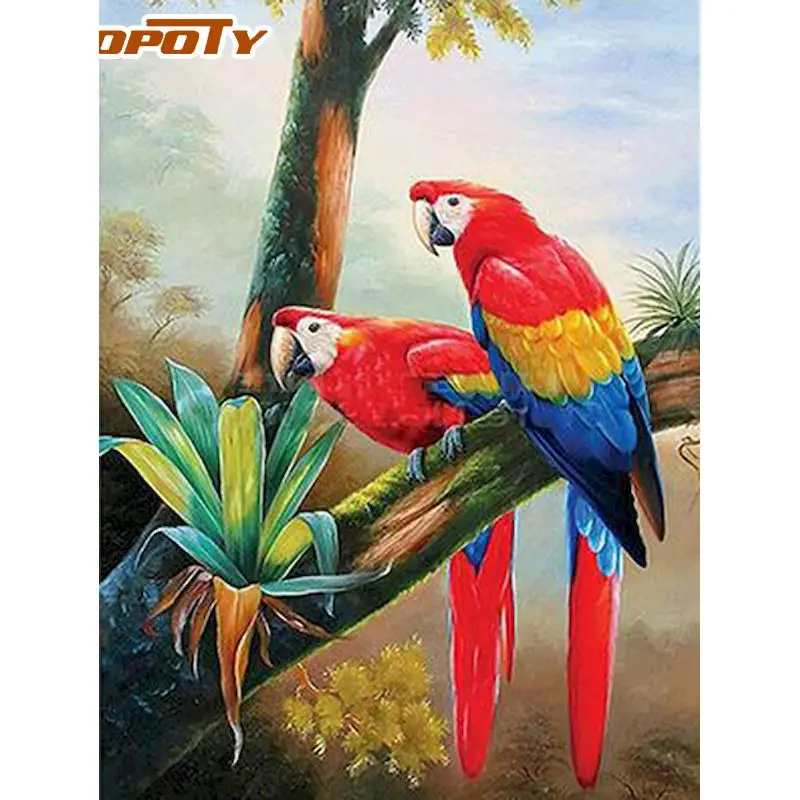 

RUOPOTY 5D Diamond Rhinestones Paintings Parrot Diamond Embroidery Cross Stitch Kit Animal Mosaic Handmade Diy Gift Art