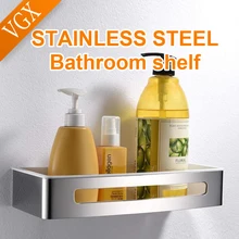 VGX Bathroom Shower Square Shelf Corner Storage Rack Organizer Wall Mounted Shelves Stainless Steel Basket Kitchen Accessories