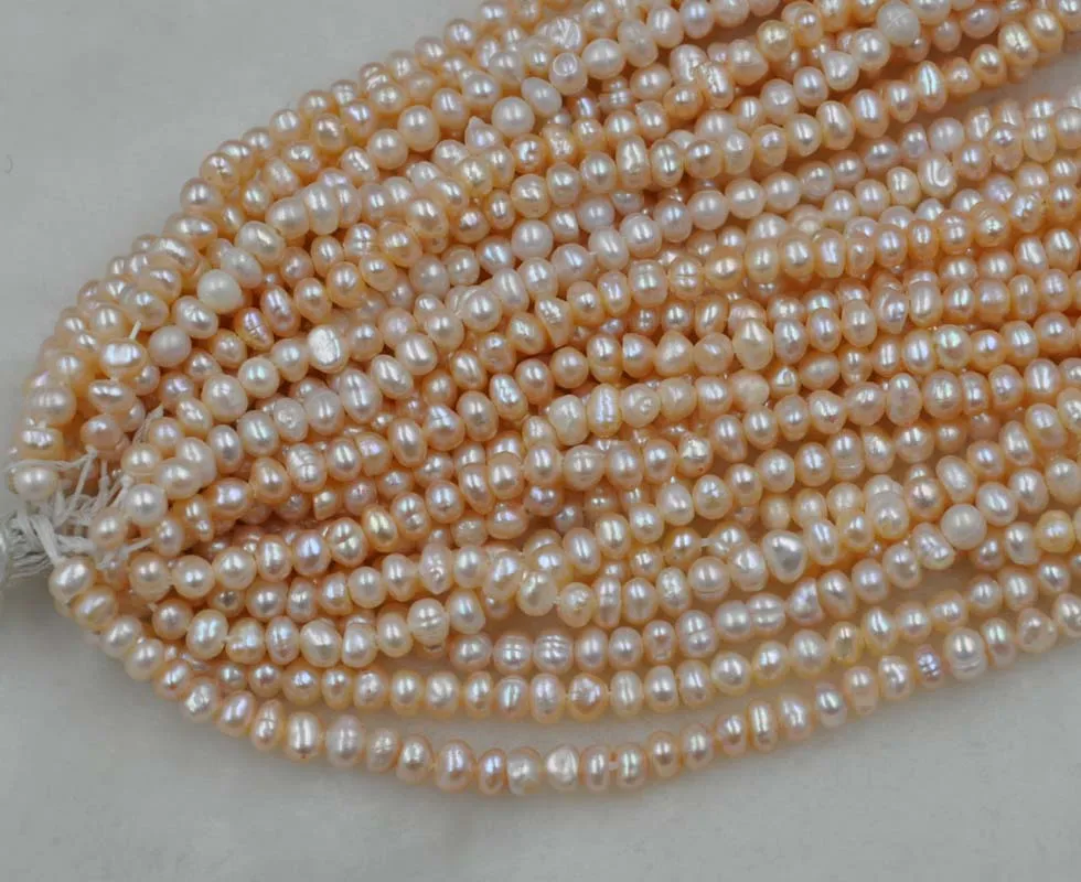 

wholesale 10 strands 4mm nugget natural color freshwater pearl