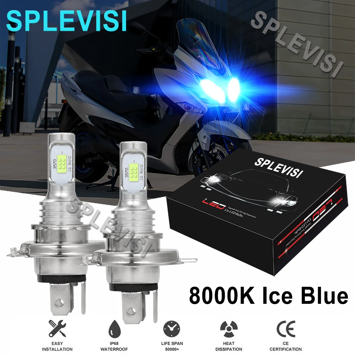 

2x70W Ice blue motorcycle headlight For Suzuki BURGMAN AN400 2008-2015 GSXR1100 1986-1998 Katana 1100 1988-1993 750 1989-2006