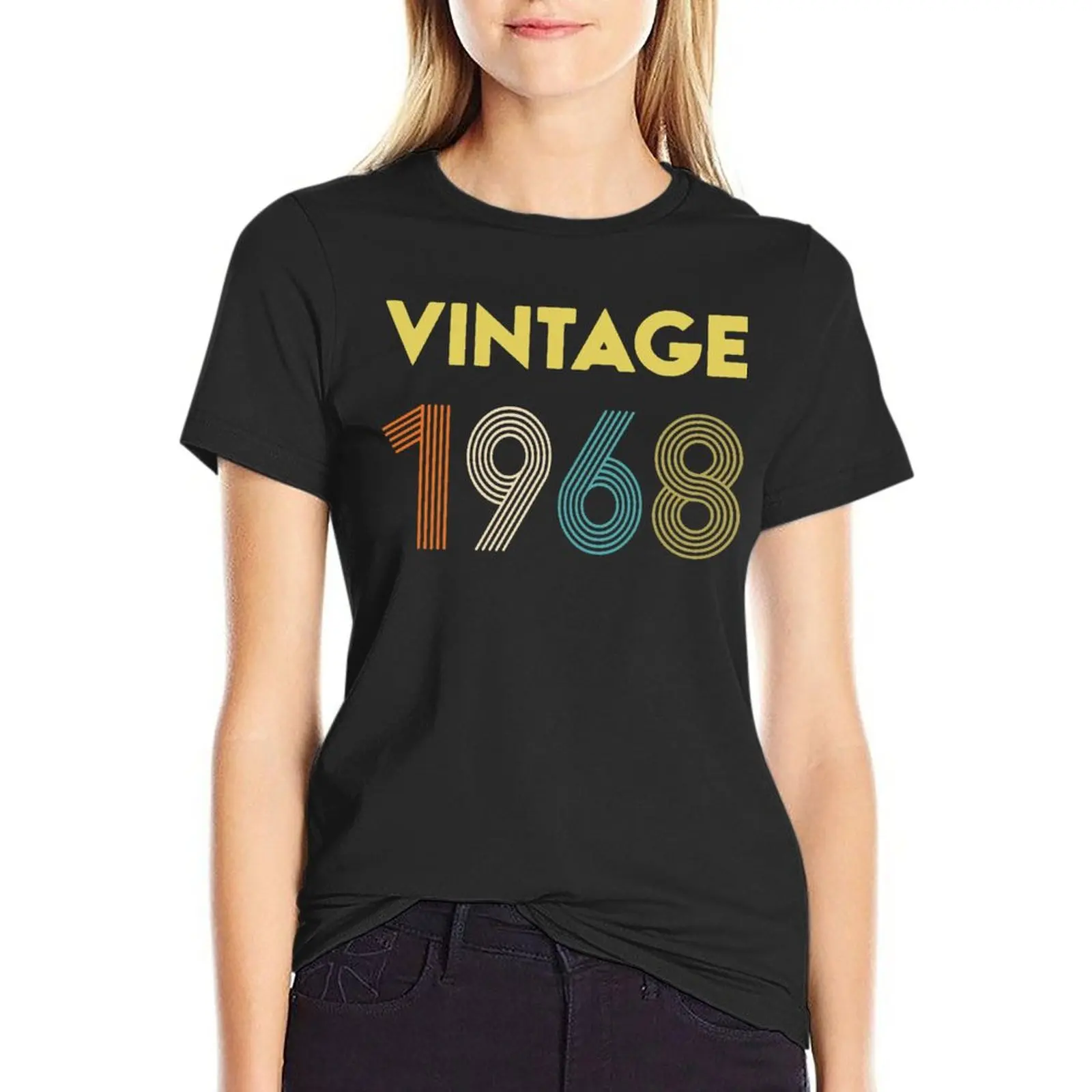 

Vintage 1968 Gift Father'S Day Oversize T-Shirts Branded Womens Clothes 100% Cotton Streetwear Big Size Tops Tee