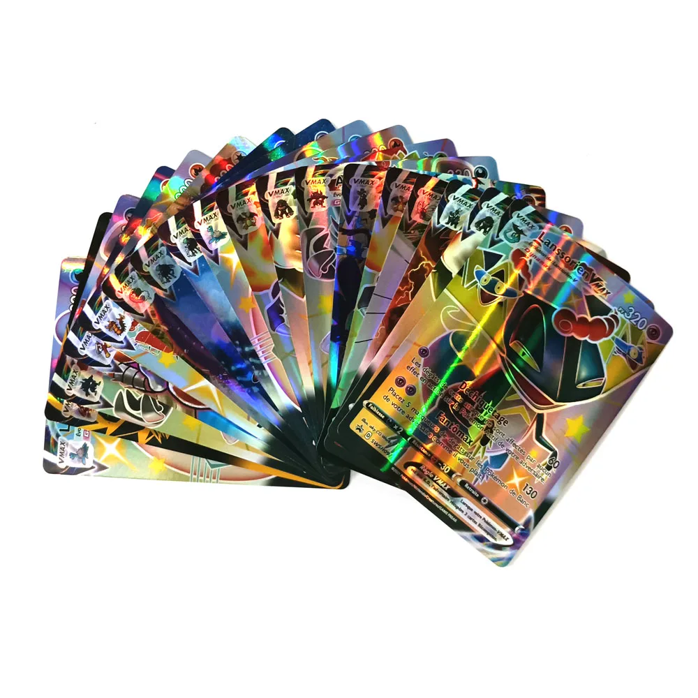 50-100Pcs Pokemon Card Spanish French 100VMAX 200 GX Best Selling Children Battle Desktop Game Tag Team Shining Vmax |