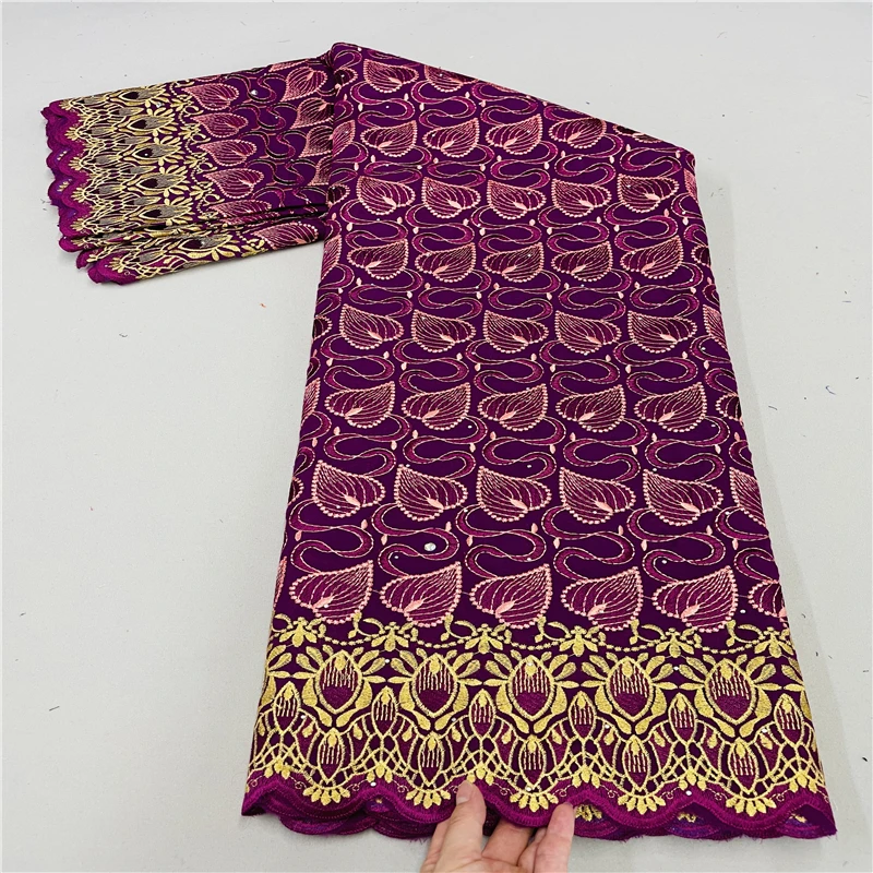 

5 Yard Dry Lace Fabric 2022 Latest Heavy Beaded Embroidery African 100% Cotton Swiss Voile Popular Dubai Style HL061602
