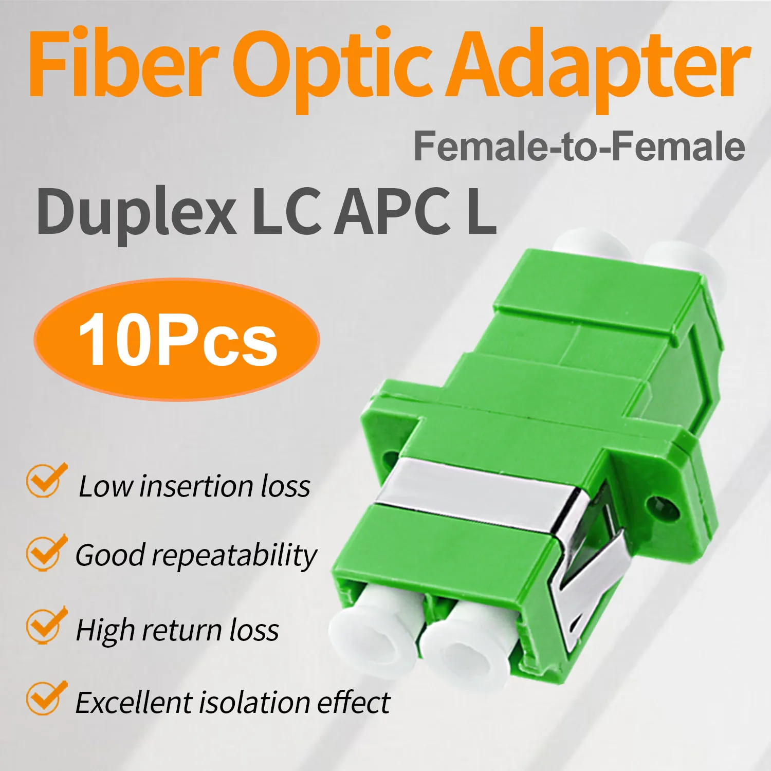 

10 Pcs LC APC Couplers, Duplex Fiber Optical Adapters Cable Connectors with Panel Mounting Wing Flange Ftth