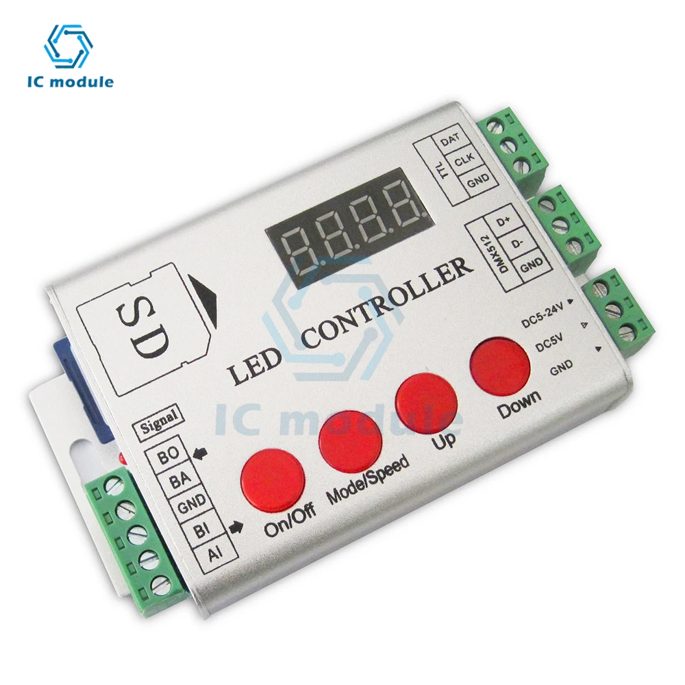 

DC5-12V Led Full-Color Single-Port Controller Max 2048 Point Multiple Synchronous Light Bar Module Point Light Source Controller