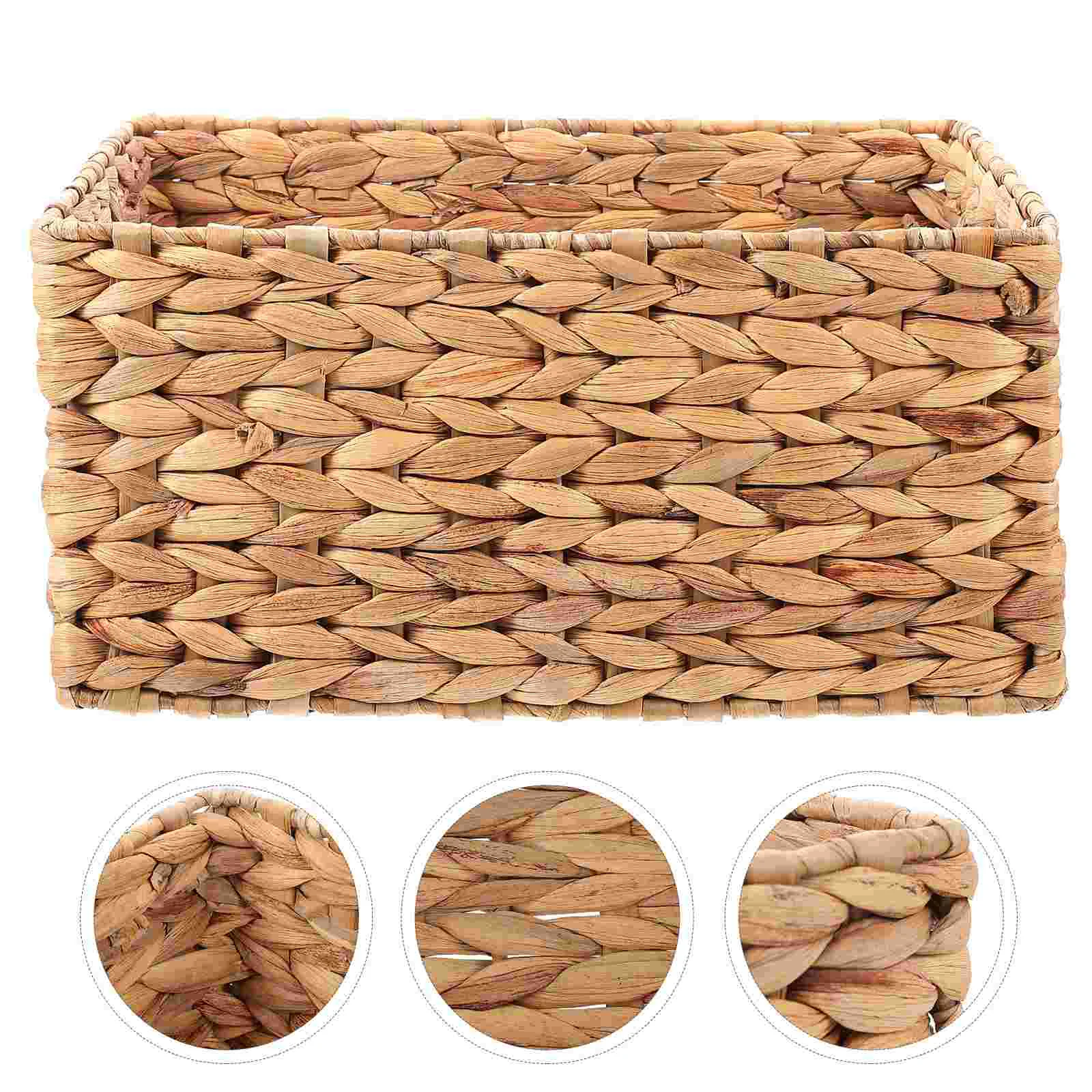 

Basket Storage Baskets Woven Wicker Hyacinth Rattan Serving Fruit Tray Water Shelf Organizer Decorative Bins Sundries Seagrass