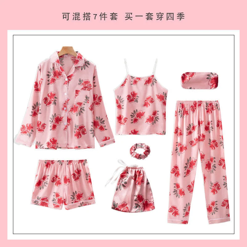 Women's Pajamas Suit Full Sleeve T-shirt Pants Sexy Flower Print Pyjama Cartoon Cute Homewear Cozy Fashion Striped Sleepwear Set