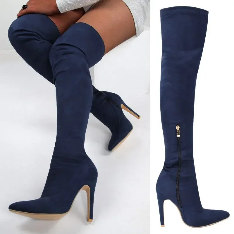 Замшевые женские ботильоны со шнуровкой на высоком каблуке 11 см и молнией тонком