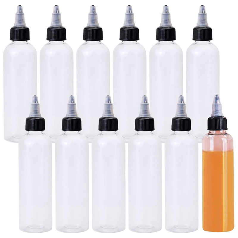 

10pcs 30-120ML Twisted Cap Empty Plastic Tattoo Ink Pigment Transparent Bottles Tobacco Bottle Liquid Oil Distribution Container