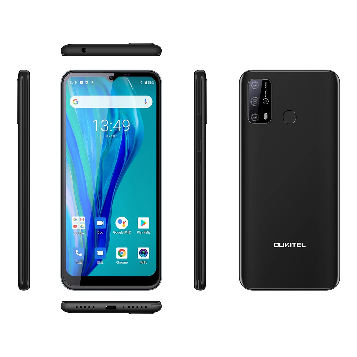 OUKITEL C23 Pro 6.53'' 4GB 64GB 720*1600 13MP MT6762V Smartphone 4G LTE Android 10 5000mAh OTG 5V/2A Mobile Phone