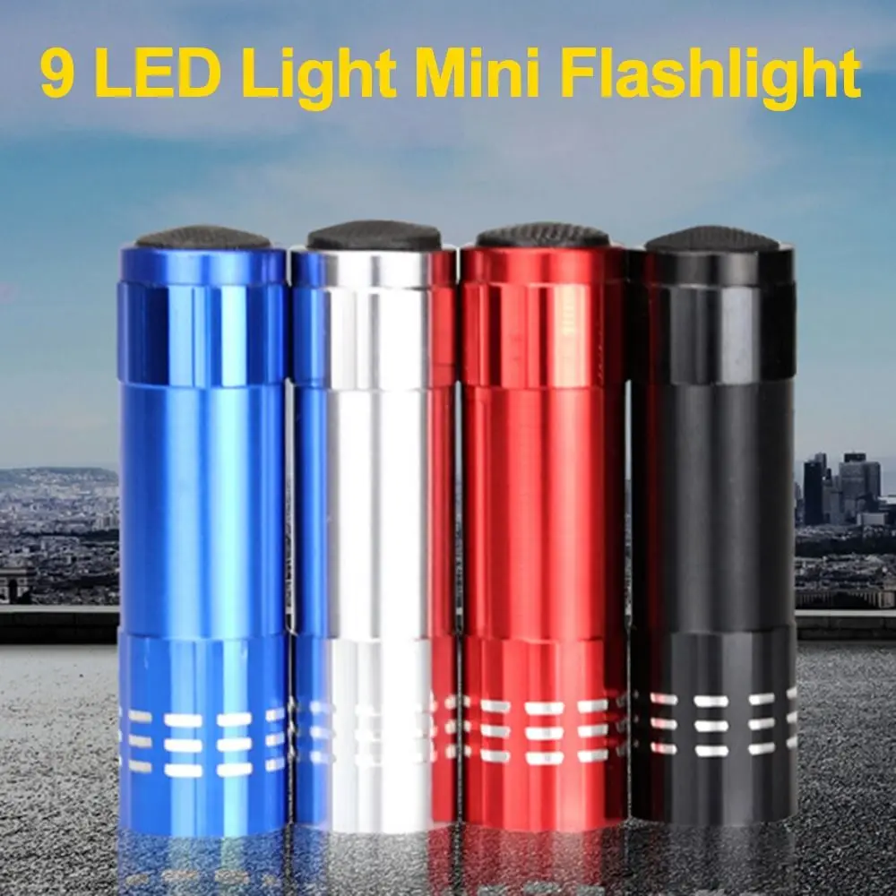 

2PCS Mini Aluminium Portable Torch 9 LED Light Assorted Lamp Pocket Flashlights Mini Flashlight