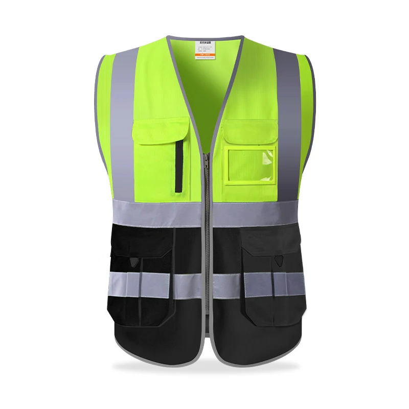 

Светоотражающая рабочая одежда, безопасный жилет для мужчин, два безопасных жилета с карманами и подшивкой, многофункциональный жилет и светоотражающий тон для видимости