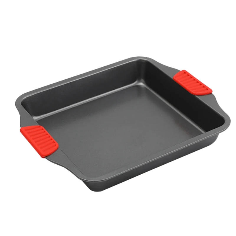 

Non-Stick Baking Pan With Heat-Resistant Silicone Handle, Fish Pan, Deep Pan, Biscuit Cake Bread Food Pan, Silver Gray