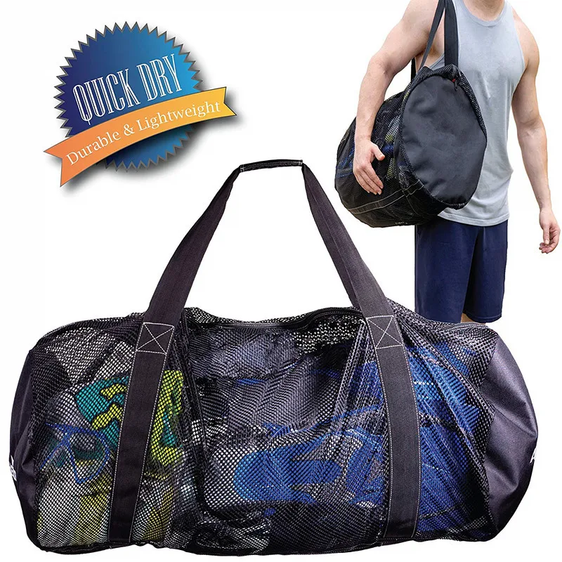 High Capacity Mesh Beach Bags Transparent Shoulder Bags Tote Toy Swimsuit Storage Bag Multiuse Net Bags