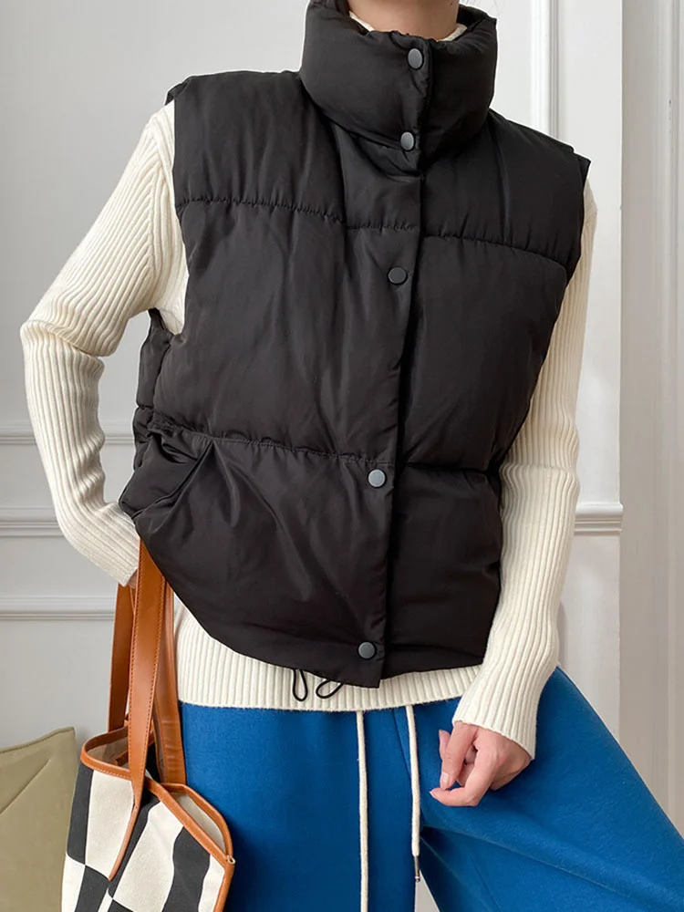 

Женский свободный черный жилет большого размера с хлопковой подкладкой, новый жилет с V-образным вырезом без рукавов, модный тренд, Осень-зима 2022 K086