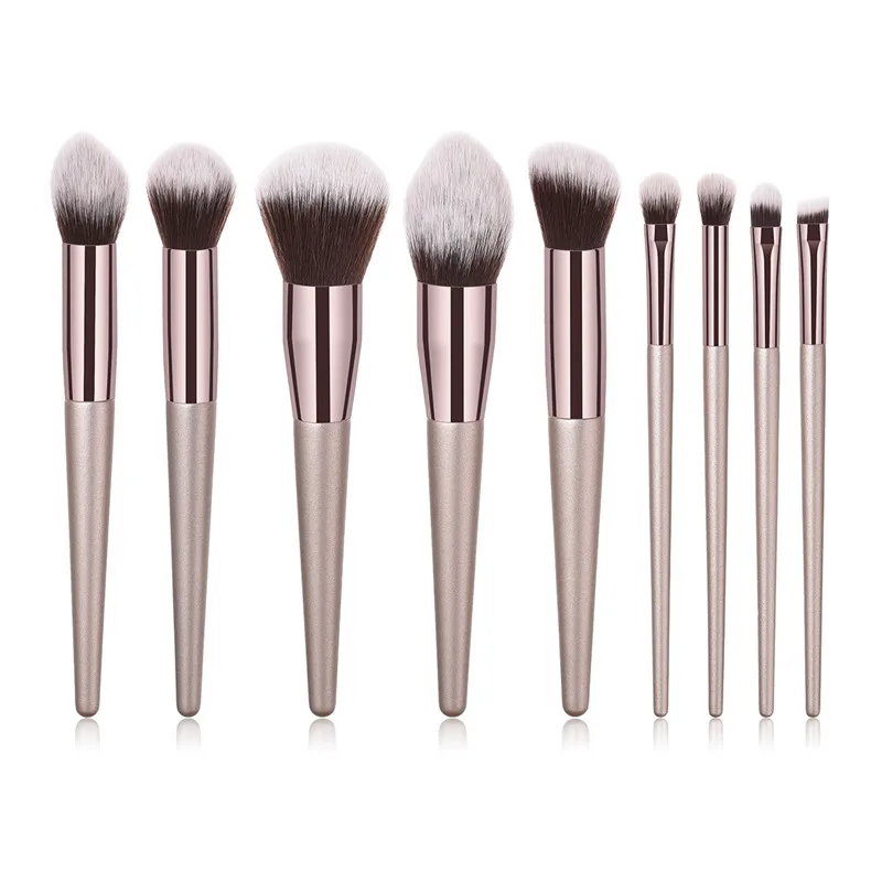 9pcs Beauty Makeup Brushes Set Loose Powder Brush Foundation Brush Eyebrow Eyelash Lip Brush Cosmetic Brush Set