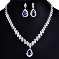 exquisite jewelry sets for women classic big waterdrop pendant full zircon necklace earrings elegant bridal wedding jewelry set