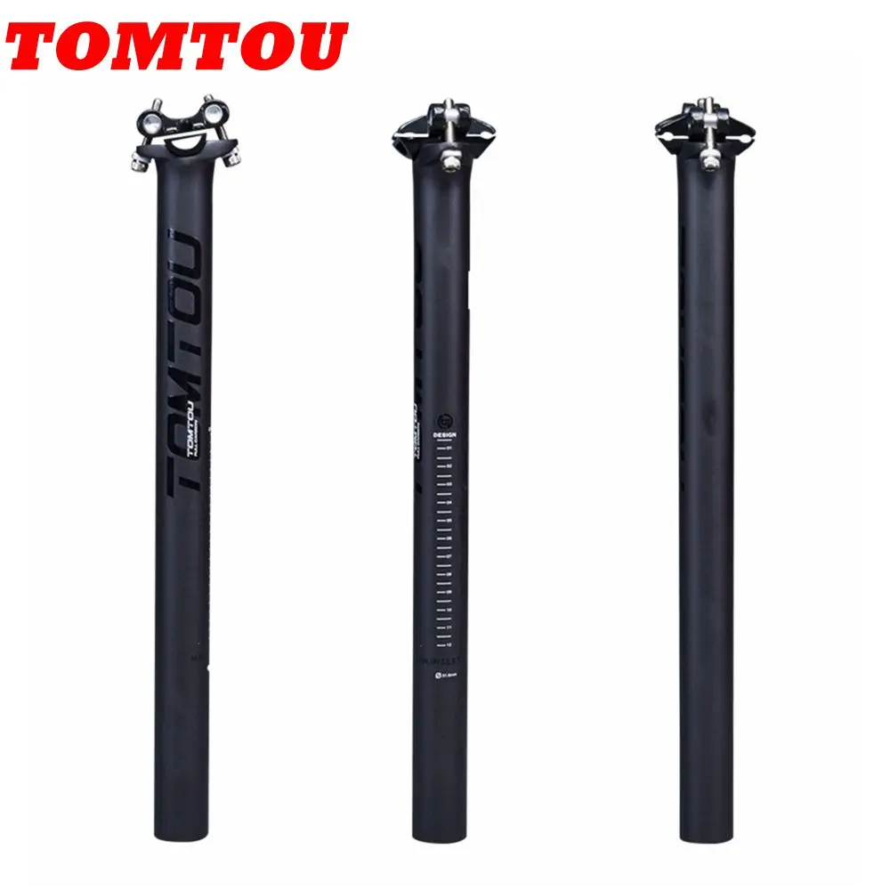 

TOMTOU Black Grey Silver Carbon Bike Seatpost Bicycle Parts 27.2/30.8/31.6 * 350/400mm Offset 0mm Super light 250g