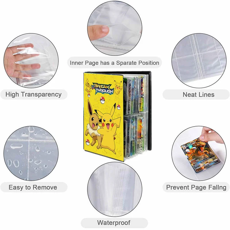 Cartoon 4 Pocket 240 Card Pokemon Album Book Anime Map Game Pokémon cards Collection Holder Binder Folder Top Toys Gift for Kids |