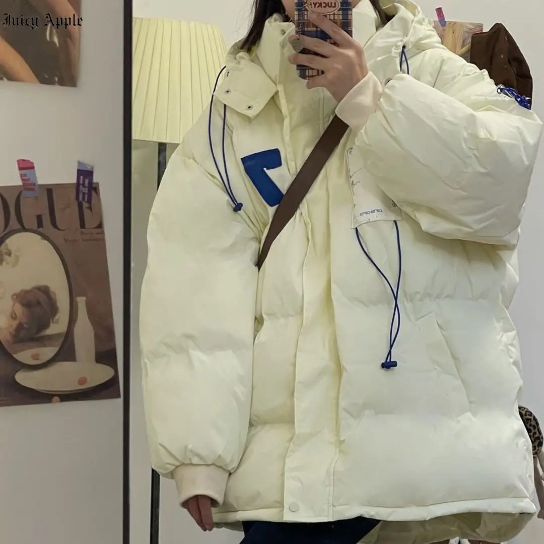 Women's Winter Jacket Large Size Solid Thick Streetwear Coat Female Fashion Casual Zipper Pockets Hooded Parka Clothing Female