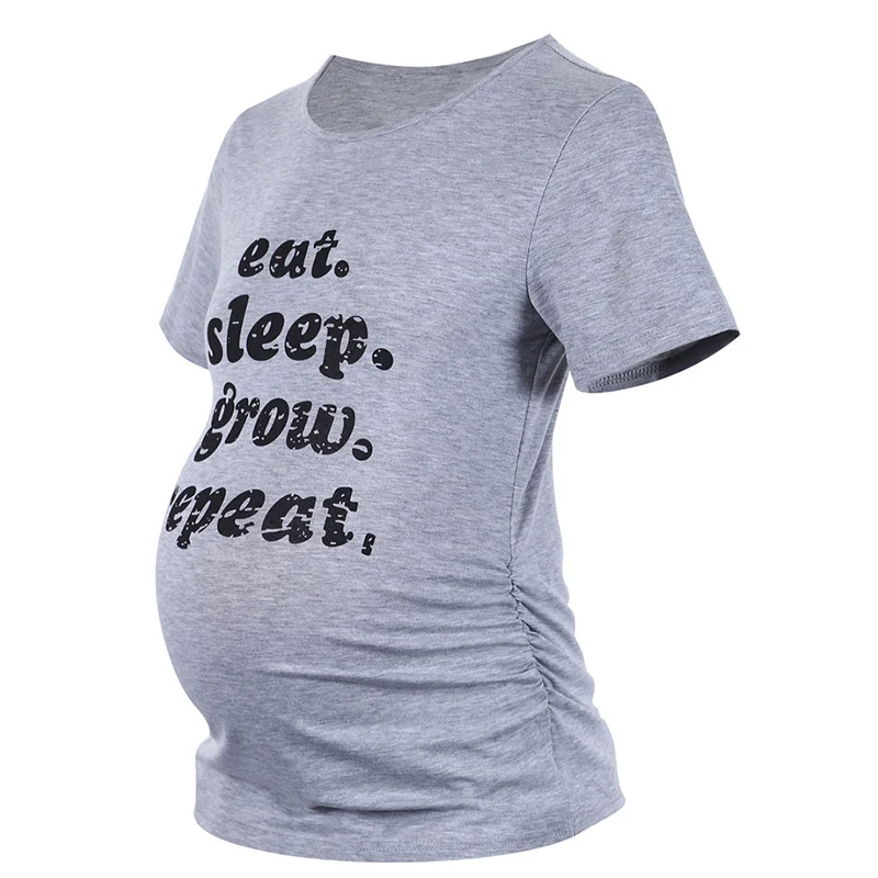 Summer Maternity Funny T-shirt Pregnancy Mother Sleeve Tee Shirt Baby Loading Print Pregnant Woman T-shirts Tops