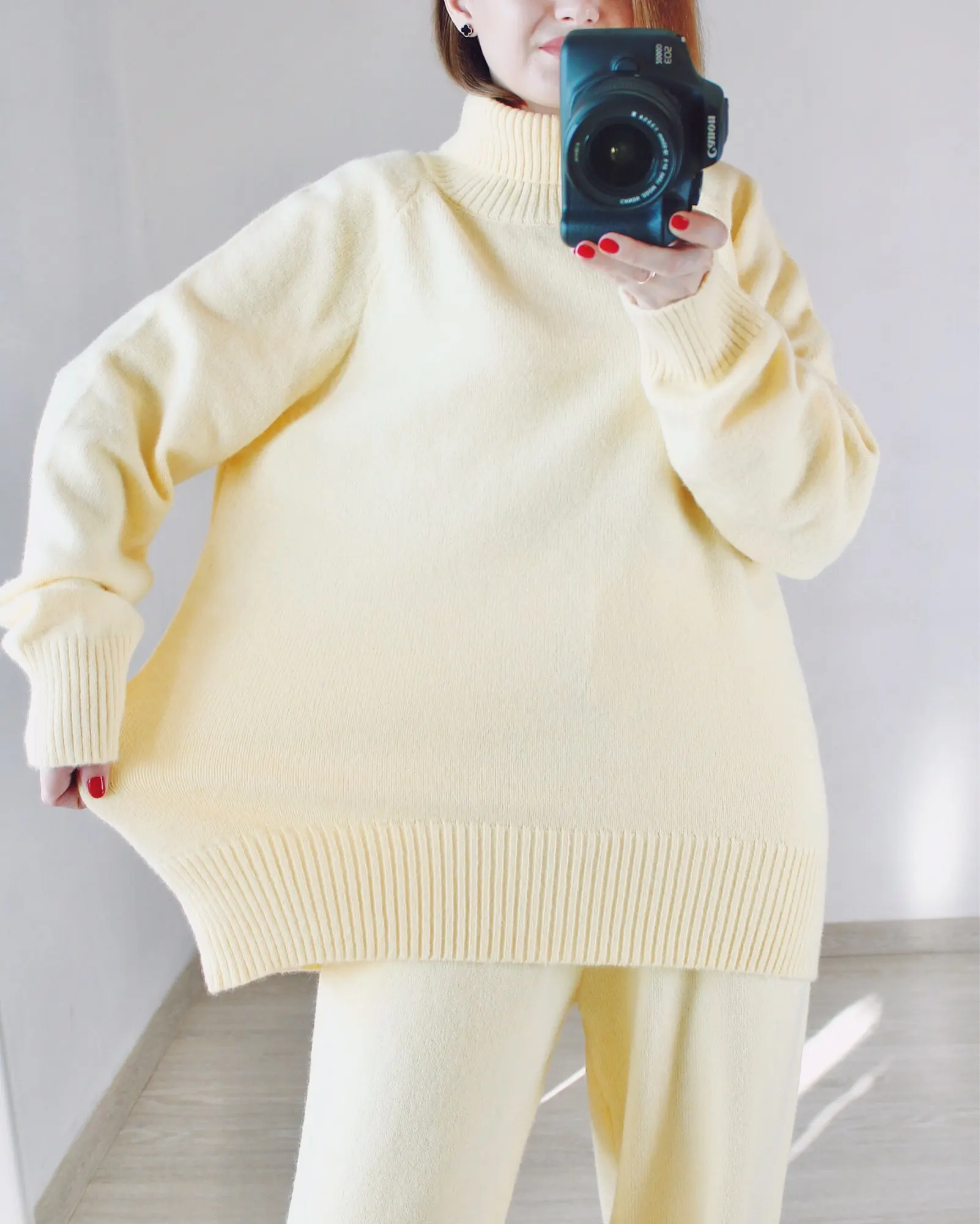 Женский кашемировый свитер GIGOGOU теплый костюм из двух предметов с высоким