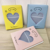 mini idol cards collect book love hollow photo album hollow heart photocard holder cartoon bear plaid album kpop card binder