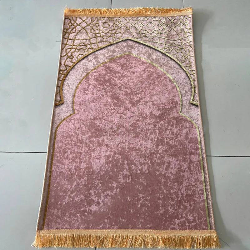 

New Anti-slip Thickened Soft Velvet Prayer Mat with Tassels Portable Travel Prayer Rug Muslim Blanket Worship Mat 2023