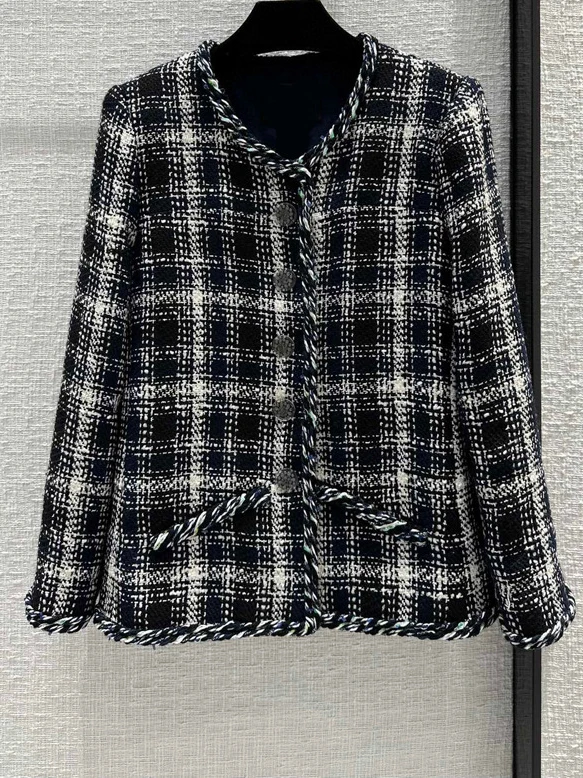

Chaqueta Mujer 2023 Korean Fashion Autumn Winter Weave Wool Coat Female Clothes Elegant O-neck Buttons Tweed Jacket Women Tops
