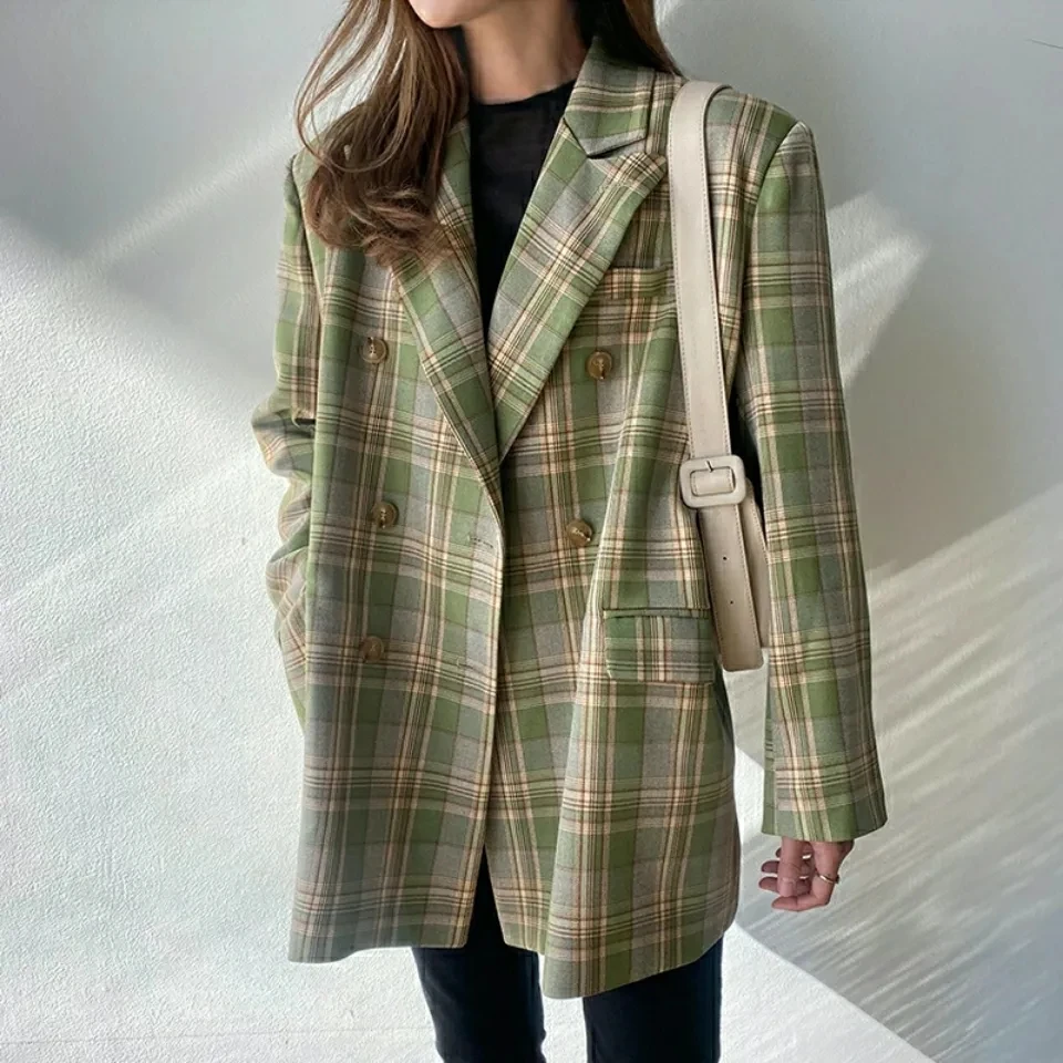 

Small suit jacket women's early spring new clothes loose temperament plaid suit jacket women's thin suit top