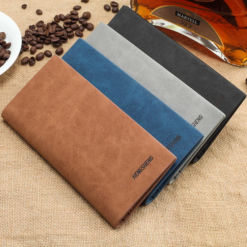 

Retro Men's Wallet Thin Slim Wallet Leather Long Male Clutch Mens Wallets Coin Portable Hand Purse Pocket Cartera Hombre 2022