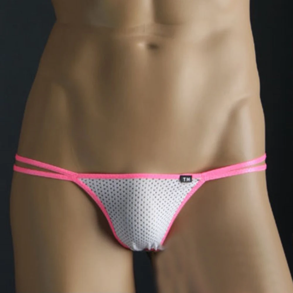 

Mens Sexy Low Rise G-String Breathable Mesh Underwear T-Back Thongs Briefs Gay Man U Convex Pouch Underpants Sexy Soft Panties