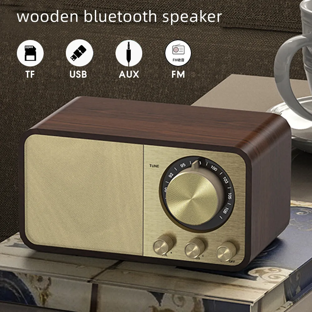 Деревянные колонки Bluetooth в стиле ретро классический саундбокс Hi-Fi сабвуфер для