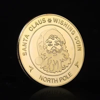 10Pcs Santa Claus Wishing Coin Collectible Gold Plated Souvenir Coin Collection Gift Merry Xmas Decorative Commemorative Coin