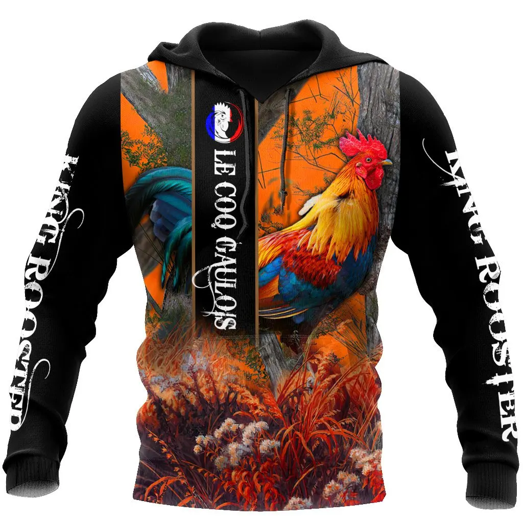 

Spring and Autumn Men and Women's New Camouflage Hoodie French Cock 3D Printing Fashion Casual Sports Jacket/Large Zipper Hoodie