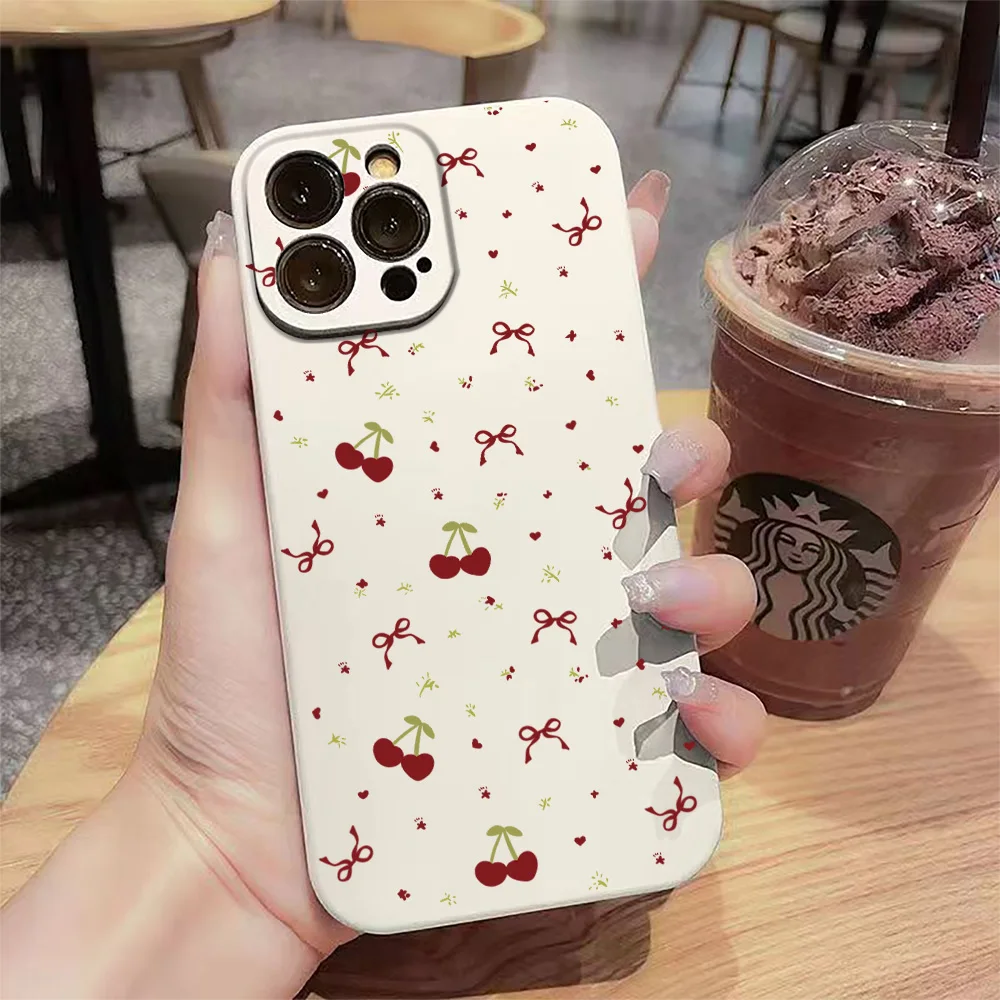 Cherry Bow Flower Pattern Phone Case For Infinix Hot 40 Pro 50 40i 30 Note 40X 20 12 Smart 9 8 7 Spark 30C G0 Cover