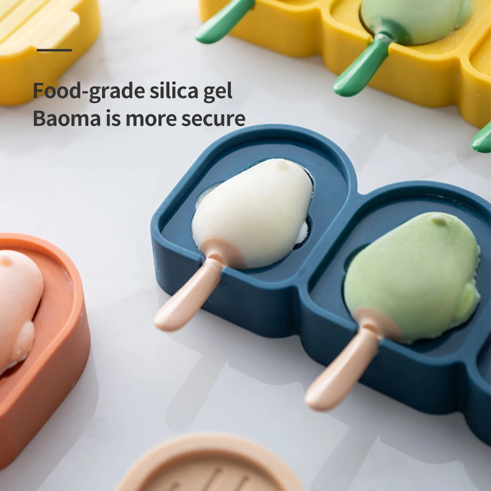 

Home-made Cake Mould For Summer Party Reusable Silicone Cartoon Ice Cream Mold Cute Bird Shaped 3 Grids Silicone Cooler