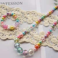 multi colors cute rainbow glass beaded flowers necklace bracelet jewelry sets for women girls christmas birthday party jewelry