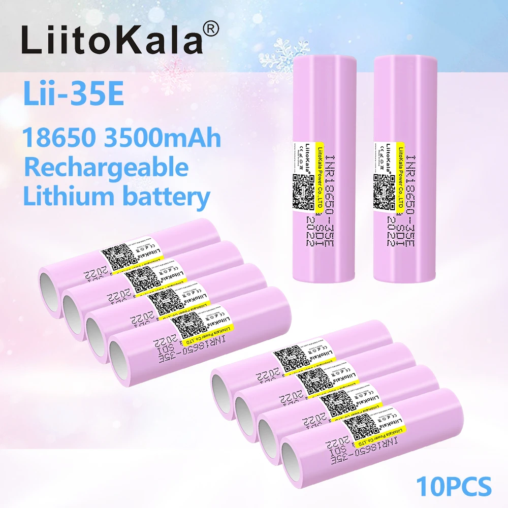 10PCS LiitoKala INR18650 35E original power 18650 lithium battery 3500mAh 3.7v 25A high for electrical tools |