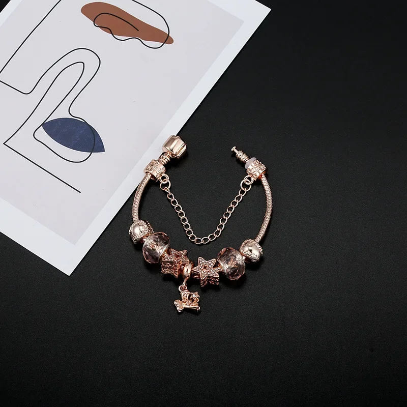 Популярный женский браслет из розового золота оптовая продажа DIY асимметричный с