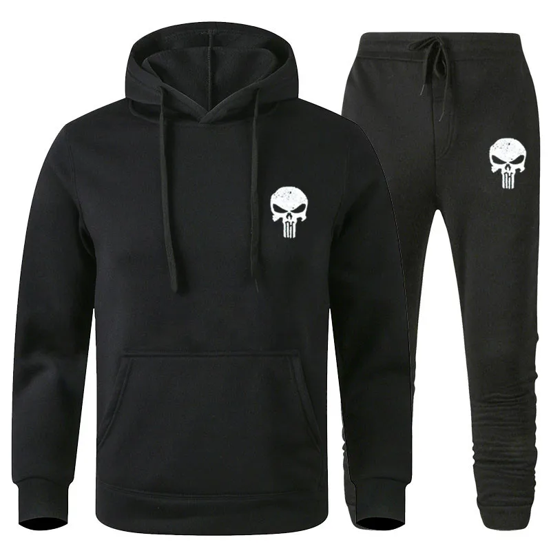 Marvel Punishers Print Pullover Hoodies Suits Men Casual Hooded Streetwear Sweatshirts Skull Harajuku Male Fashion Sportswear