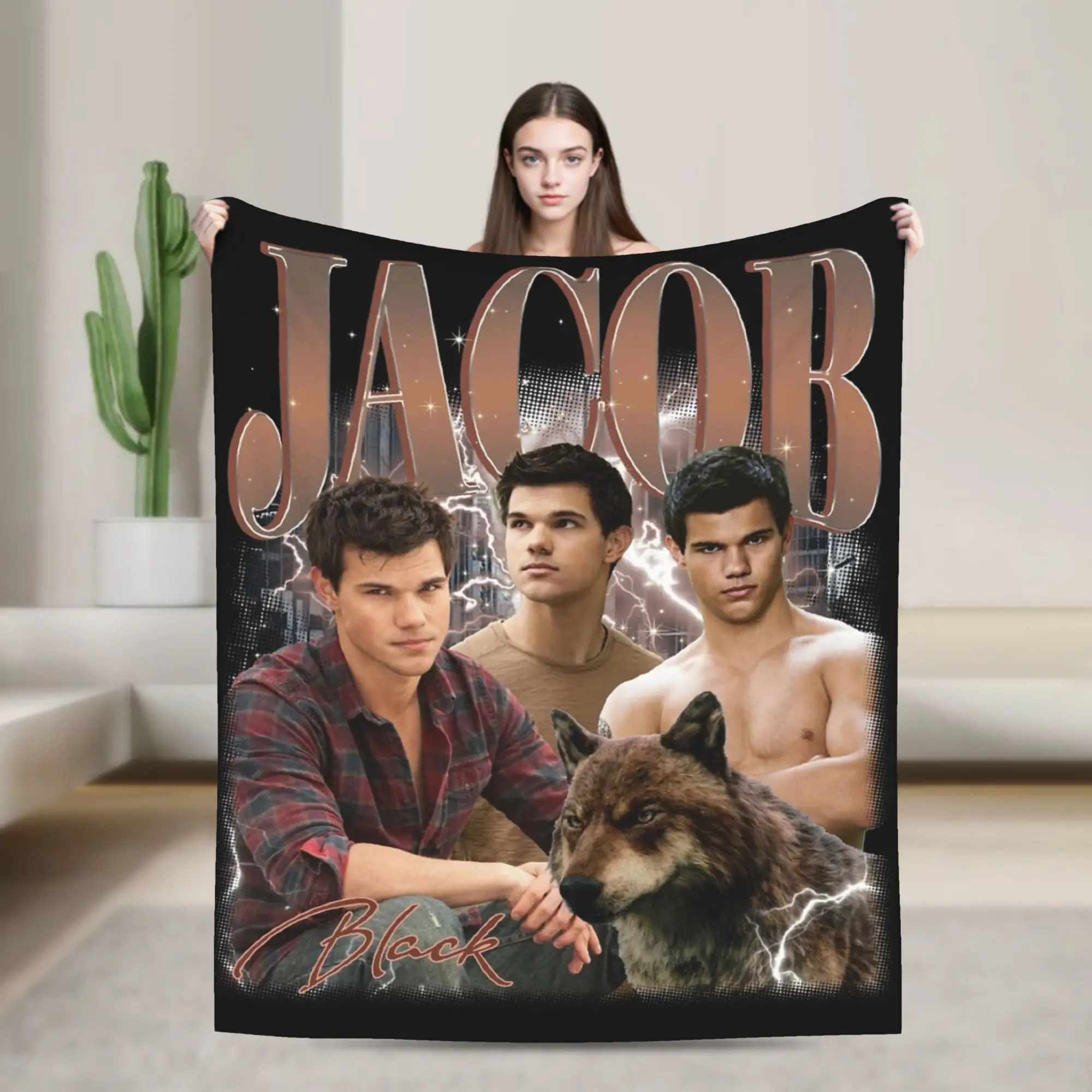 Фото Плед Jacob Black Twilight Bootleg из кораллового флиса, плюшевый, декоративный, теплый, для дома и спальни, тонкое плюшевое одеяло №1