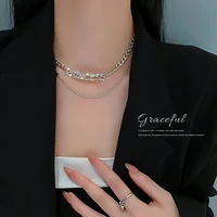 south korea east gate fashion personality trend inlaid with diamond letter star double layer necklace net red temperament design
