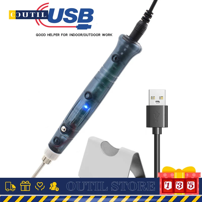 

Mini USB Low-voltage Portable Electric Soldering Iron 5V 10W Professional Maintenance Solder Soldering Tool Student Soldering